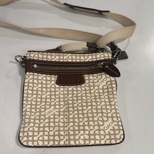 Coach Signature Tan and Brown Crossbody Bag